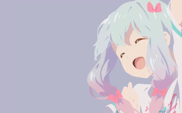 4K Ultra HD anime wallpaper featuring Sagiri Izumi from EroManga-Sensei with a joyful expression and pastel colors on a soft background.
