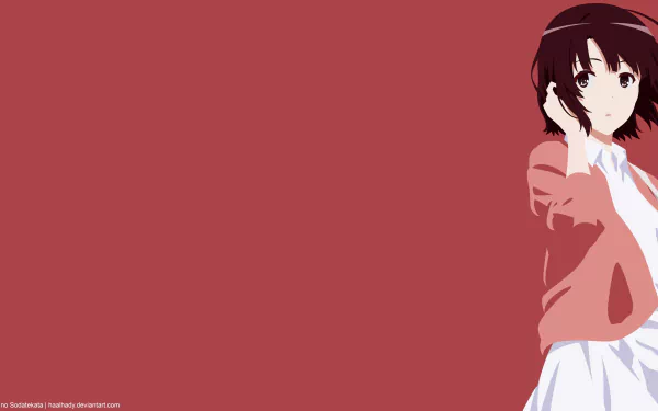4K Ultra HD anime wallpaper featuring Megumi Katō from Saekano: How to Raise a Boring Girlfriend, set against a minimalist red background.