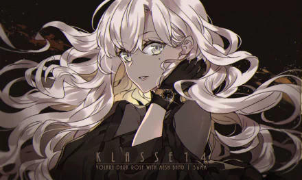 Anime-style original HD desktop wallpaper of a blonde character with long flowing hair, striking yellow eyes, and a watch, set against a dark background.