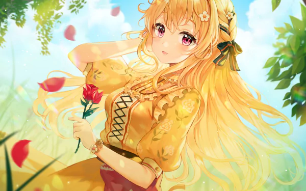long hair pink eyes blonde Chisato Shirasagi Anime BanG Dream! Girls Band Party! HD Desktop Wallpaper | Background Image