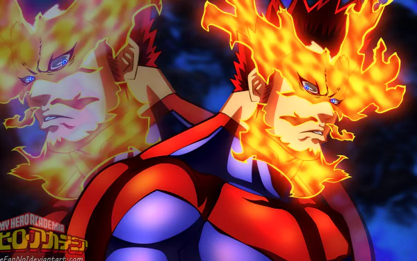 Endeavor (Boku no Hero Academia) — My Hero Academia anime HD PC wallpaper: close-up of the flame-haired hero with blazing beard and intense gaze, his fiery reflection glowing behind him.