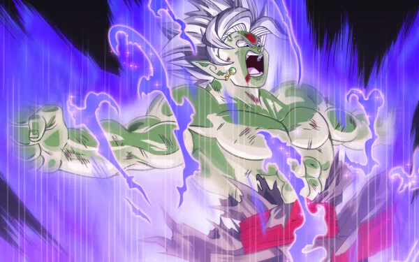 HD PC desktop wallpaper featuring Zamasu from Dragon Ball Super, depicted in an intense, electrified anime style with vibrant purple and blue energy effects.