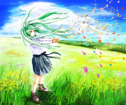summer flower Hatsune Miku Anime Vocaloid Anime Summer HD Desktop Wallpaper | Background Image