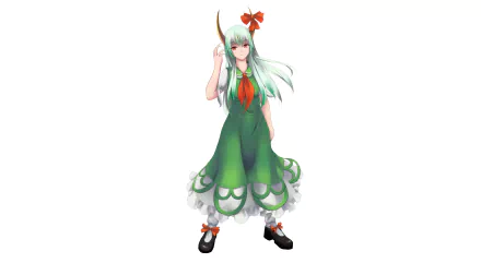 horns green dress green hair Keine Kamishirasawa Anime Touhou HD Desktop Wallpaper | Background Image