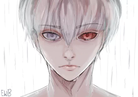 4K Ultra HD anime wallpaper featuring Ken Kaneki from Tokyo Ghoul:re, showcasing his distinctive heterochromatic eyes and intense expression.