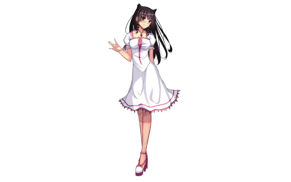 white dress black eyes black hair long hair Anime Original HD Desktop Wallpaper | Background Image