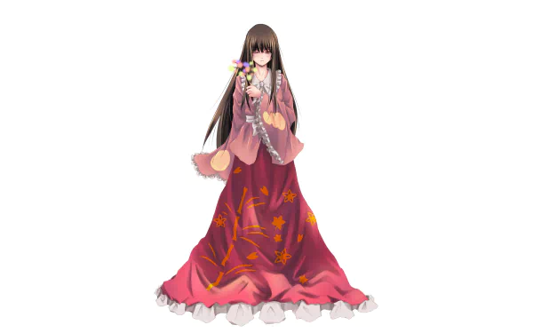 brown hair long hair Kaguya Houraisan Anime Touhou HD Desktop Wallpaper | Background Image