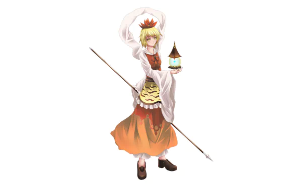 staff yellow eyes blonde lamp Shou Toramaru Anime Touhou HD Desktop Wallpaper | Background Image