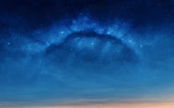 A 4K Ultra HD fantasy starry sky showcasing a mesmerizing cosmic swirl against a deep blue backdrop, designed as a PC desktop wallpaper and background.