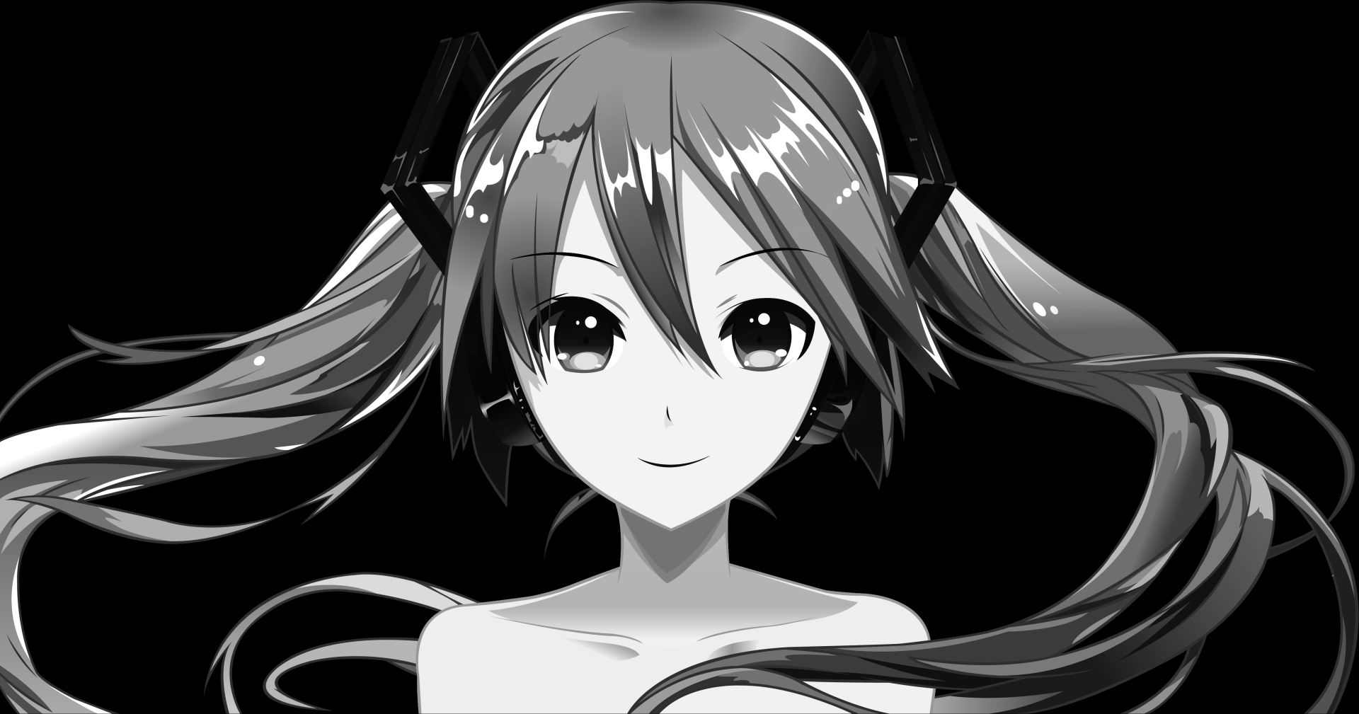 Download Hatsune Miku Monochrome Anime Vocaloid 4k Ultra HD