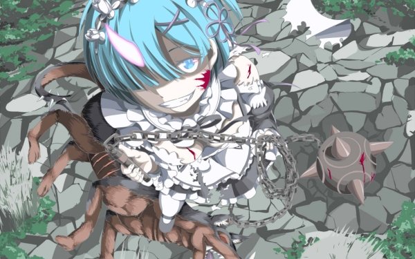 Anime Re:ZERO -Starting Life in Another World- Rem Demon Horns Blue Hair Blue Eyes Short Hair HD Wallpaper | Background Image