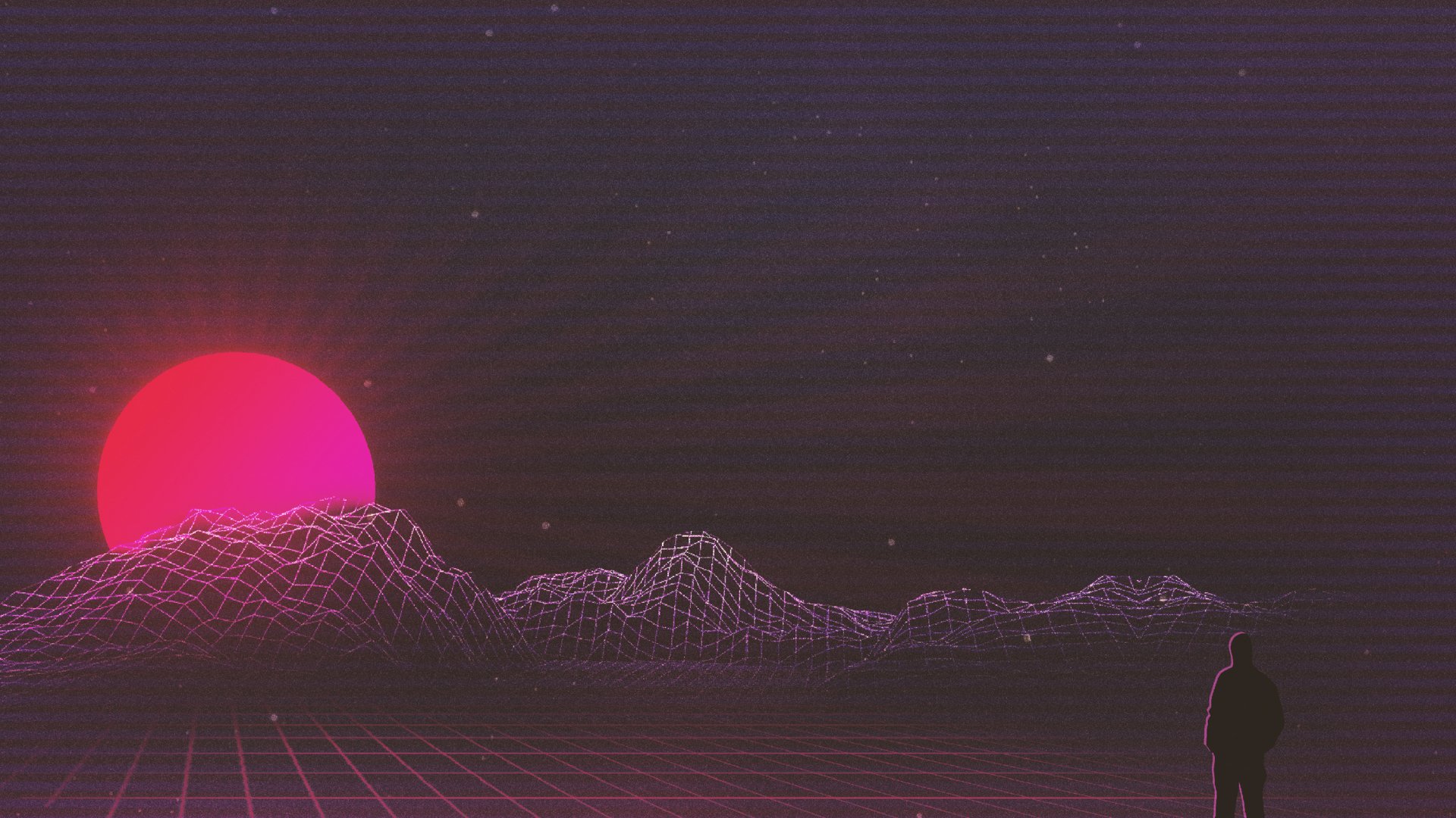 Sunset Retro Wave Art
