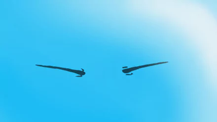 HD desktop wallpaper featuring minimalist silhouettes of Rimuru Tempest from the anime That Time I Got Reincarnated as a Slime against a serene blue background.