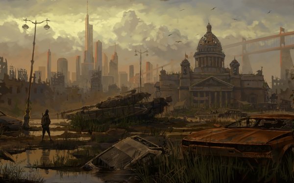 Sci Fi Post Apocalyptic City Ruin Building HD Wallpaper | Background Image