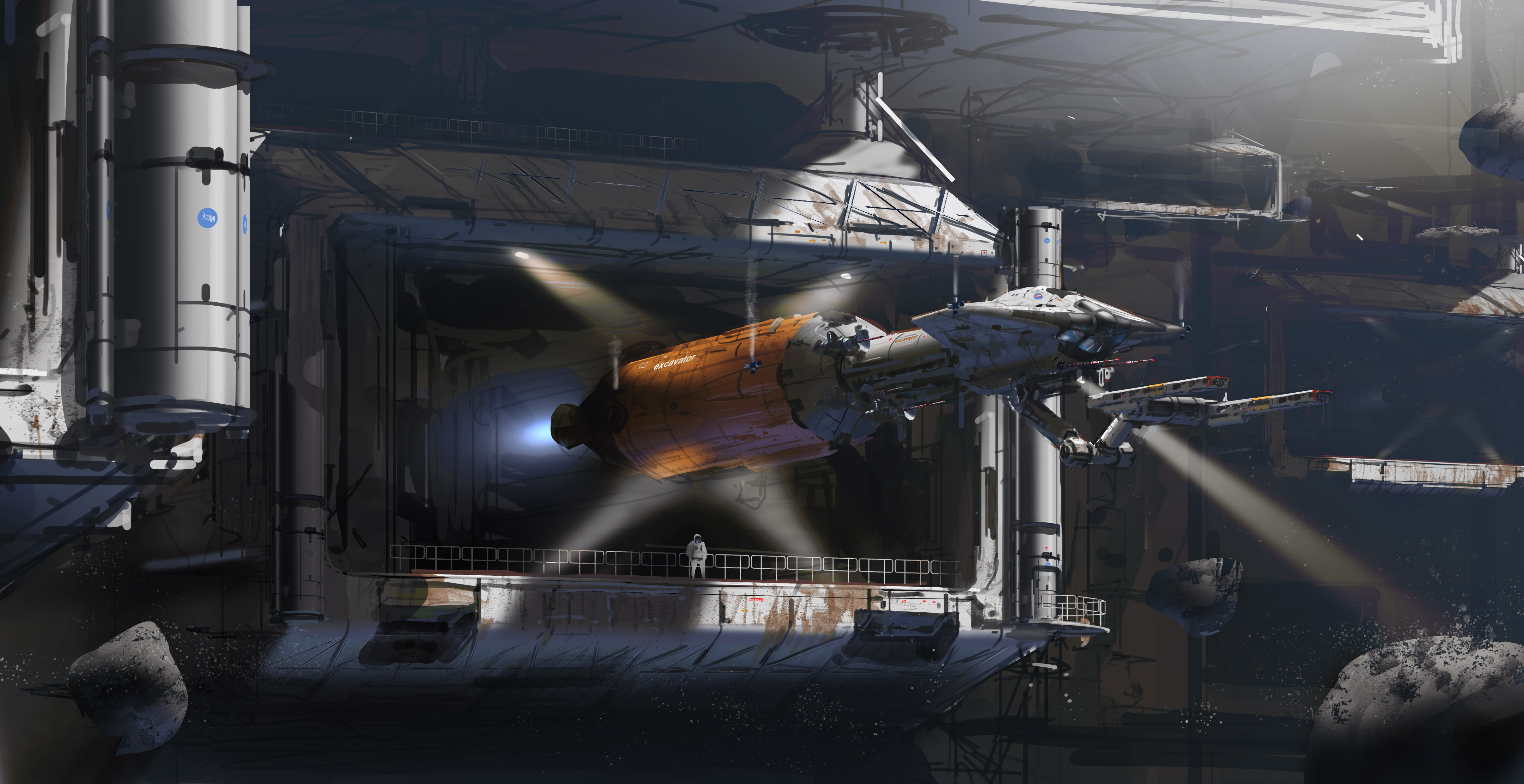 Download Sci Fi Spaceship 4k Ultra HD Wallpaper by Paul Chadeisson