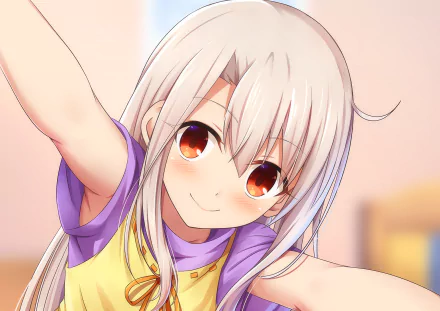 HD desktop wallpaper featuring Illyasviel Von Einzbern from the anime Fate/kaleid liner Prisma Illya. The character is smiling, showcasing vibrant colors and detailed artwork.