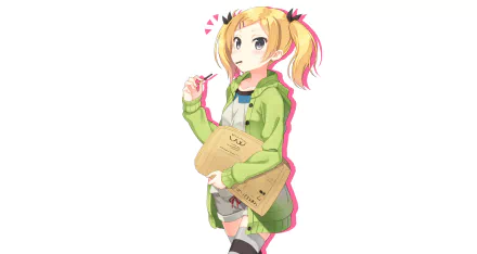 shorts black eyes twintails blonde Erika Yano Anime Shirobako HD Desktop Wallpaper | Background Image