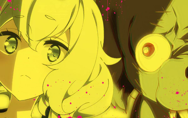 HD anime desktop wallpaper featuring Romero and Junko Konno from Zombie Land Saga, showcasing their distinct character designs in a vibrant, stylized close-up.