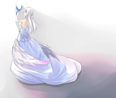 white hair bird fairy wings Anime Original Anime Bird HD Desktop Wallpaper | Background Image