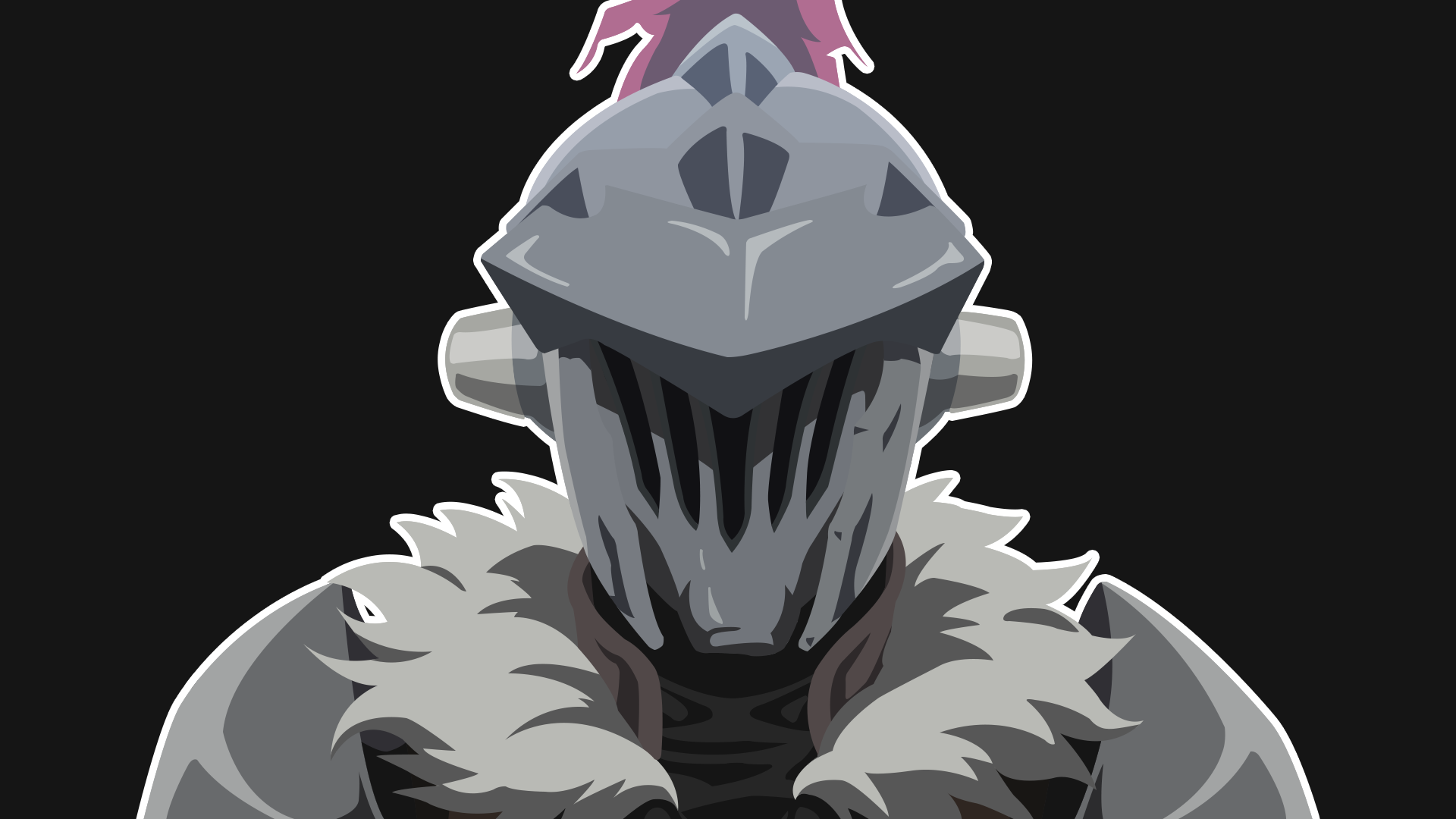 HD anime wallpaper featuring a detailed close-up of Goblin Slayer in his signature armor with a fur collar.