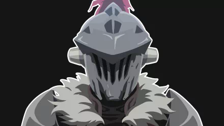 HD anime wallpaper featuring a detailed close-up of Goblin Slayer in his signature armor with a fur collar.