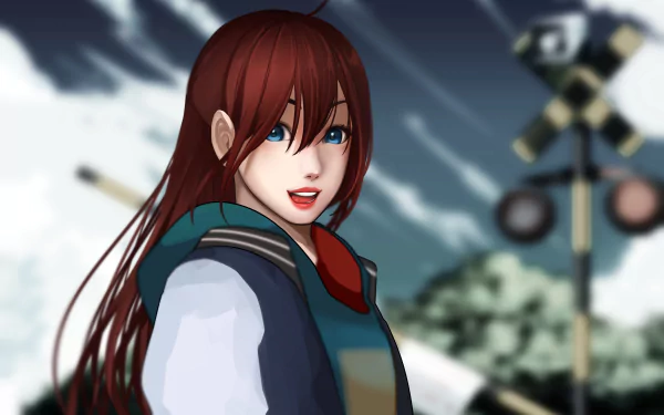 blue eyes red hair Anime Original HD Desktop Wallpaper | Background Image