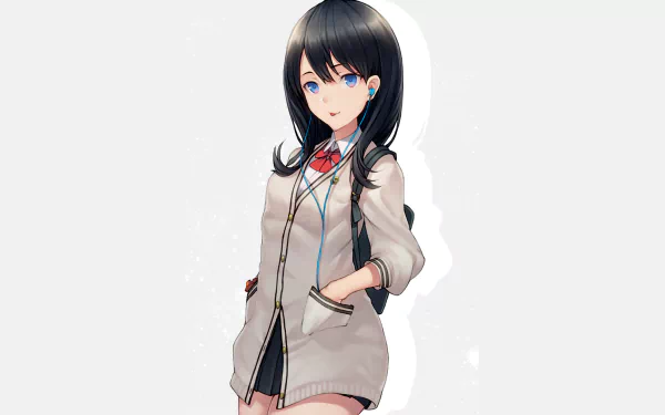 HD PC desktop wallpaper featuring Rikka Takarada from the anime SSSS.Gridman in a casual school uniform against a plain background.