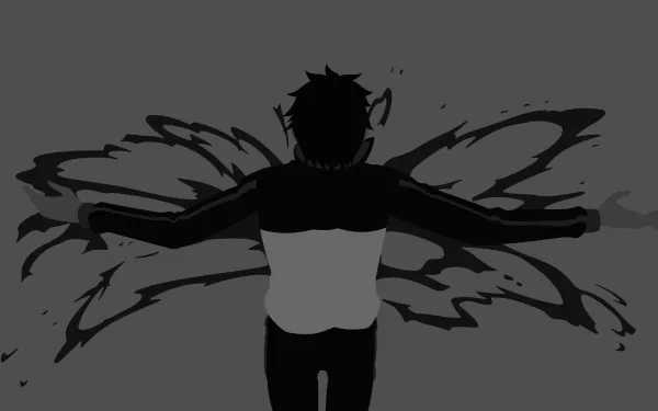 Silhouetted Subaru Natsuki from Re:Zero - Starting Life in Another World with dynamic energy effects, presented as a 4K Ultra HD anime desktop wallpaper.