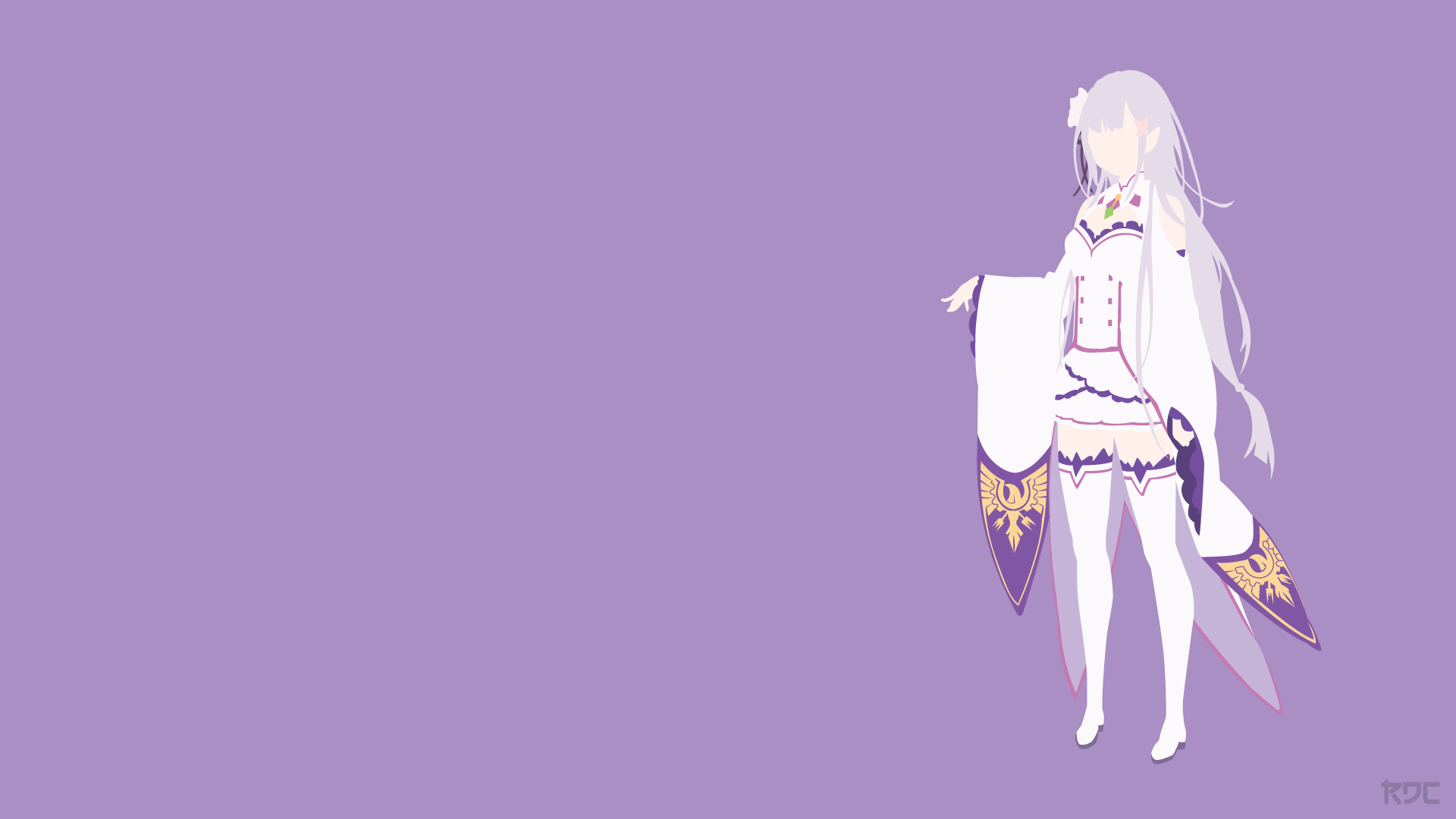 Download Minimalist Emilia (Re:ZERO) Anime Re:Zero - Starting Life In Another World Minimalist Anime HD Wallpaper by Rendracula