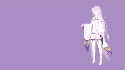 minimalist Emilia (Re:ZERO) Anime Re:Zero - Starting Life in Another World minimalist anime HD Desktop Wallpaper | Background Image