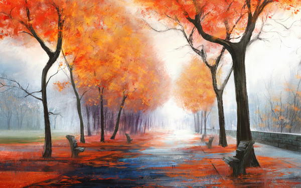Artistic Fall Bench HD Wallpaper | Background Image