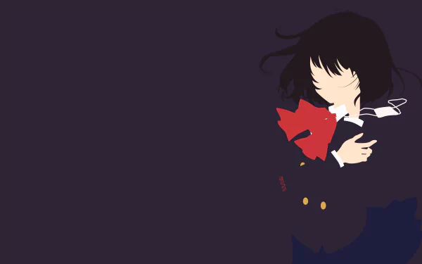 Minimalist 4K Ultra HD anime wallpaper featuring Mei Misaki from Another, set against a dark background with striking red and white accents.