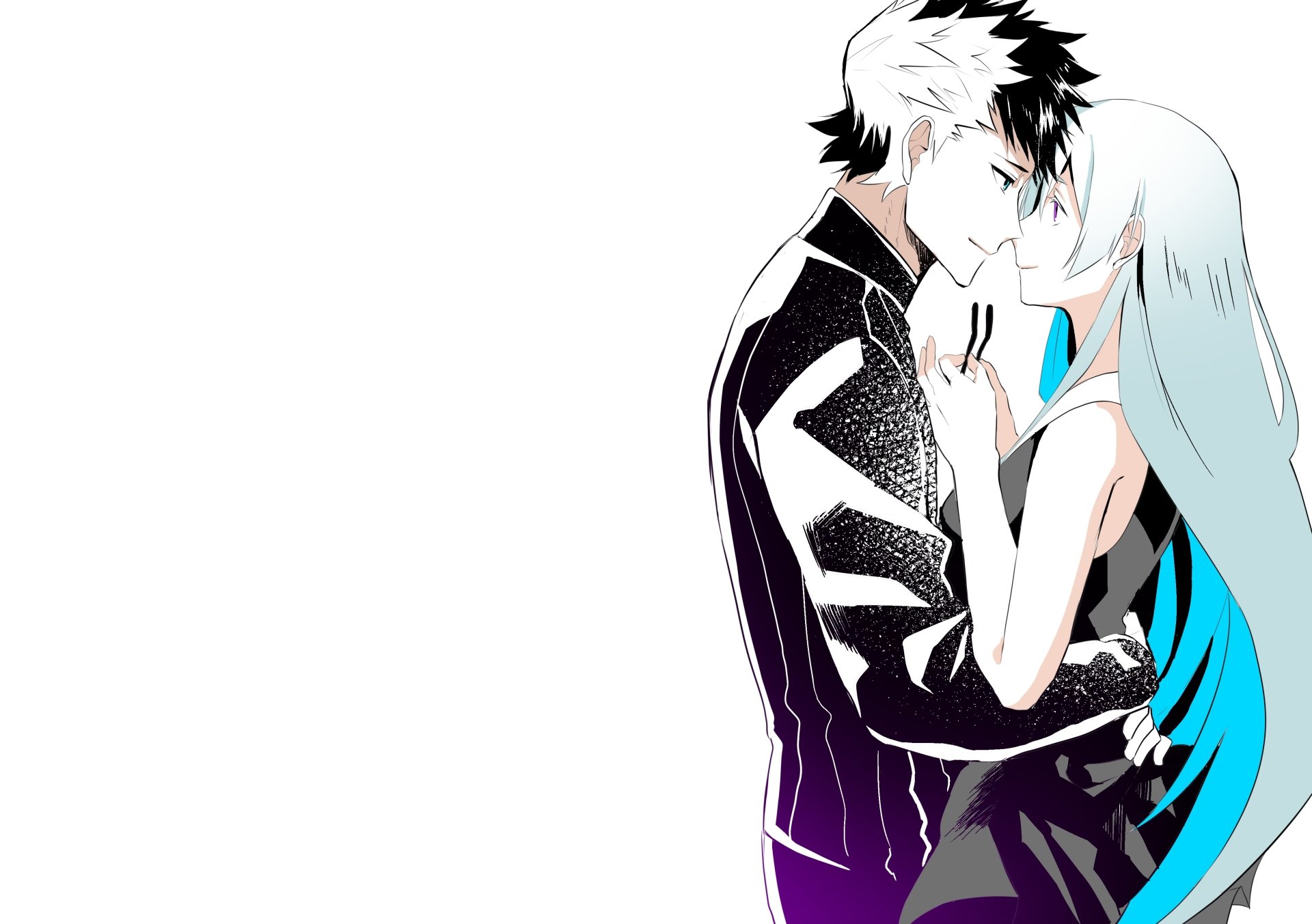 Anime-style 4K Ultra HD wallpaper featuring Sigurd and Brynhildr from Fate/Grand Order, alongside Lancer from Fate/Prototype and Saber from the Fate series, in a close embrace.