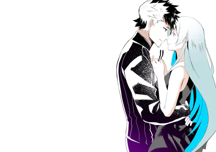 Anime-style 4K Ultra HD wallpaper featuring Sigurd and Brynhildr from Fate/Grand Order, alongside Lancer from Fate/Prototype and Saber from the Fate series, in a close embrace.