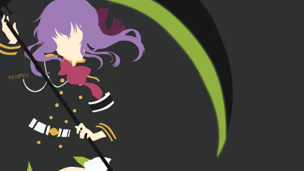 HD PC desktop wallpaper featuring a stylized, faceless illustration of Shinoa Hīragi from the anime Seraph of the End with a dark and green background.