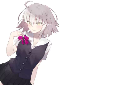 HD PC desktop wallpaper featuring Jeanne d'Arc Alter from Fate/Grand Order as an Avenger in anime style with a white background.