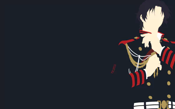 HD PC desktop wallpaper featuring Guren Ichinose from the anime Seraph of the End in a dark, minimalist style with red and gold uniform details.