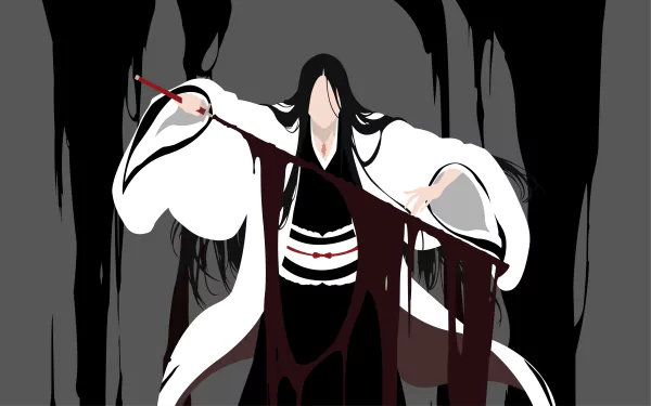 Yachiru Unohana from Bleach stands with outstretched arms, blood dripping, against a dark, cave-like background in this 4K Ultra HD anime PC wallpaper.