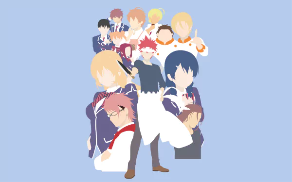 Takumi Aldini Isami Aldini Ikumi Mito Satoshi Isshiki Shun Ibusaki Zenji Marui Yūki Yoshino Ryōko Sakaki Megumi Tadokoro Kojirō Shinomiya Erina Nakiri Jōichirō Yukihira Sōma Yukihira Anime Food Wars: Shokugeki no Soma HD Desktop Wallpaper | Background Image