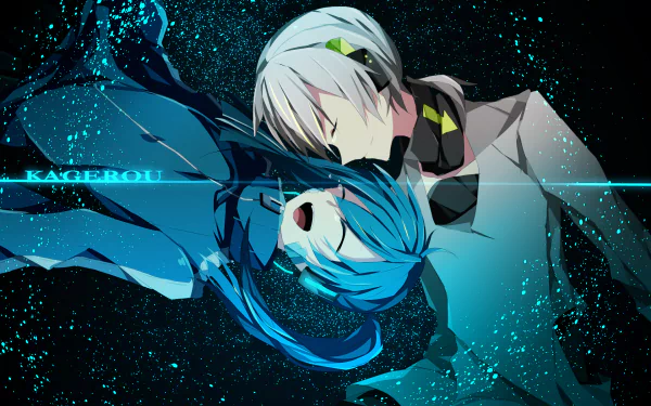 HD PC desktop wallpaper featuring Konoha and Takane 'Ene' Enomoto from Kagerou Project in a cosmic, starry background, showcasing vibrant anime artwork.