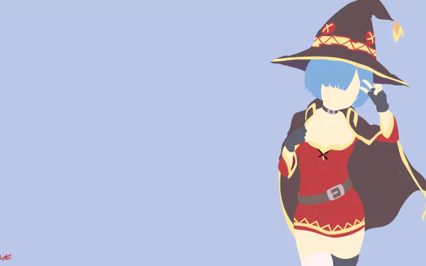 cape choker belt glove red dress dress hat short hair blue hair KonoSuba crossover Rem (Re:ZERO) Anime Re:Zero - Starting Life in Another World HD Desktop Wallpaper | Background Image