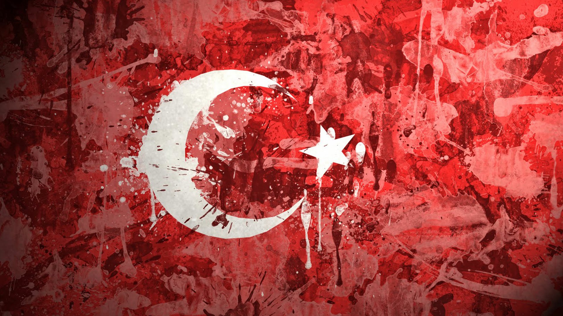 HD desktop wallpaper featuring the Flag of Turkey, with a vibrant red and white design on an abstract background.