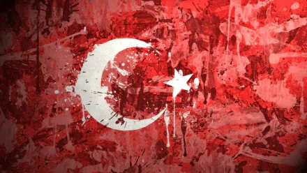 HD desktop wallpaper featuring the Flag of Turkey, with a vibrant red and white design on an abstract background.