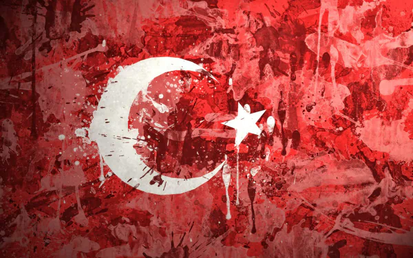 HD desktop wallpaper featuring the Flag of Turkey, with a vibrant red and white design on an abstract background.