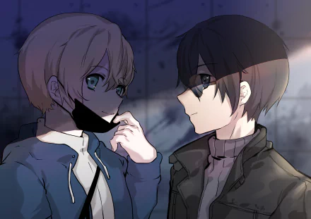 Eugeo and Kazuto Kirigaya (Kirito) from Sword Art Online: Alicization face off as Eugeo lifts a black mask — anime 2K Quad HD PC desktop wallpaper.