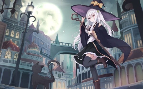 Anime Halloween Cat HD Wallpaper | Background Image