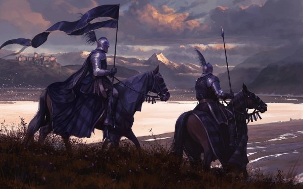 Fantasy Knight Warrior Horse Armor Banner HD Wallpaper | Background Image
