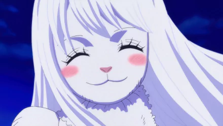 HD PC desktop wallpaper featuring Carrot from the anime One Piece, showcasing her smiling face with closed eyes and long white hair against a deep blue background.