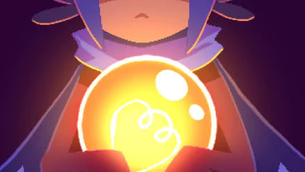 HD wallpaper of a character from OneShot holding a glowing orb, with a purple-hued background.