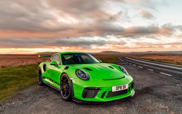 green car car Porsche Porsche 911 vehicle Porsche 911 GT3 RS HD Desktop Wallpaper | Background Image